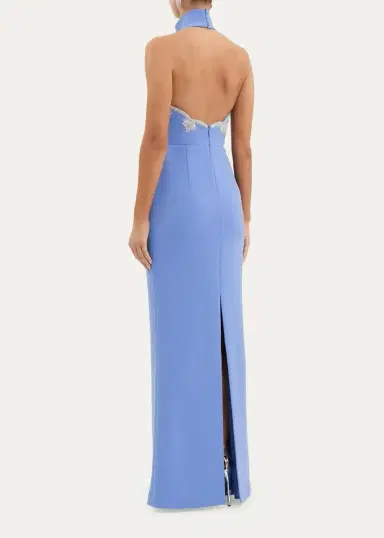 Rebecca Vallance Harlynn Diamante-Trim Halter Column Gown | Thumbnail 3 Rebecca Vallance Harlynn Diamante-Trim Halter Column Gown | Thumbnail 3