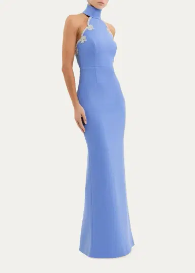 Rebecca Vallance Harlynn Diamante-Trim Halter Column Gown | Thumbnail 4 Rebecca Vallance Harlynn Diamante-Trim Halter Column Gown | Thumbnail 4