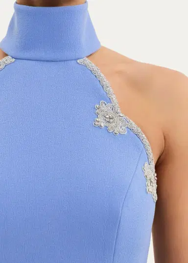 Rebecca Vallance Harlynn Diamante-Trim Halter Column Gown | Thumbnail 5 Rebecca Vallance Harlynn Diamante-Trim Halter Column Gown | Thumbnail 5