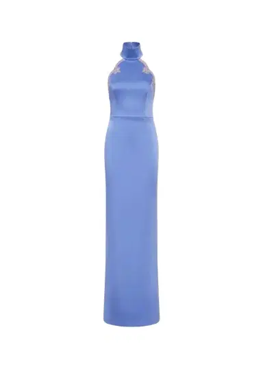 Rebecca Vallance Harlynn Diamante-Trim Halter Column Gown | Thumbnail 1 Rebecca Vallance Harlynn Diamante-Trim Halter Column Gown | Thumbnail 1