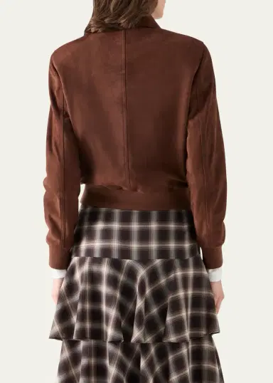 Akris punto Suede Bomber Short Jacket | Thumbnail 3 Akris punto Suede Bomber Short Jacket | Thumbnail 3