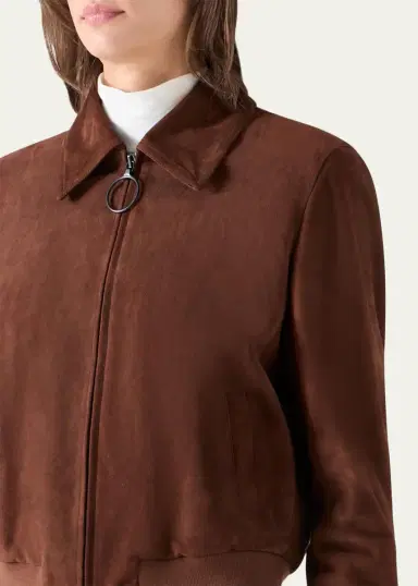 Akris punto Suede Bomber Short Jacket | Thumbnail 5 Akris punto Suede Bomber Short Jacket | Thumbnail 5