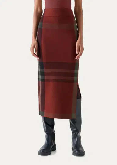 Akris punto Jacquard-Check Stretch-Modal Midi Skirt | Thumbnail 2 Akris punto Jacquard-Check Stretch-Modal Midi Skirt | Thumbnail 2