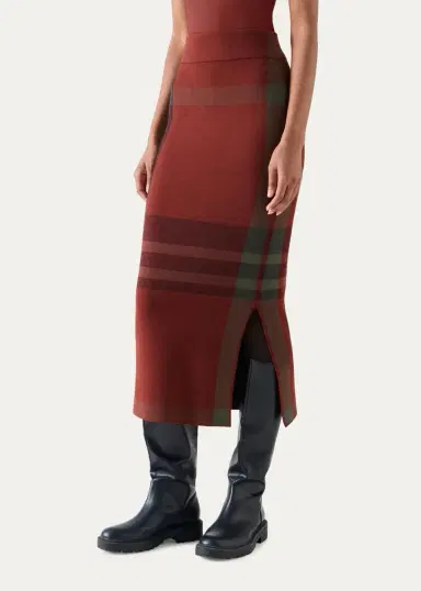 Akris punto Jacquard-Check Stretch-Modal Midi Skirt | Thumbnail 4 Akris punto Jacquard-Check Stretch-Modal Midi Skirt | Thumbnail 4