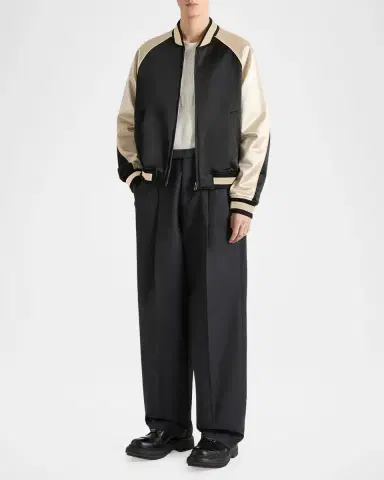 Givenchy Men's Satin Rhinestone-Logo Bomber Jacket | Thumbnail 2 Givenchy Men's Satin Rhinestone-Logo Bomber Jacket | Thumbnail 2