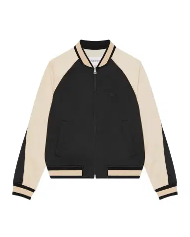 Givenchy Men's Satin Rhinestone-Logo Bomber Jacket | Thumbnail 1 Givenchy Men's Satin Rhinestone-Logo Bomber Jacket | Thumbnail 1