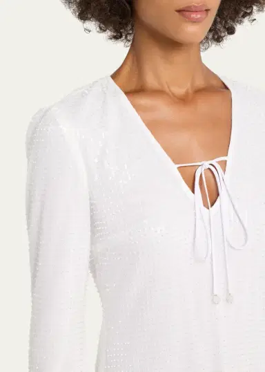 Toccin Raine Sequined Flared-Sleeve Mini Dress Coverup | Thumbnail 5 Toccin Raine Sequined Flared-Sleeve Mini Dress Coverup | Thumbnail 5