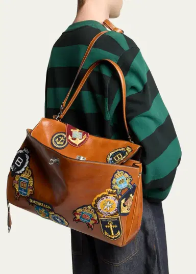 Balenciaga Men's Rodeo Multi-Patch Leather Top-Handle Bag | Thumbnail 2 Balenciaga Men's Rodeo Multi-Patch Leather Top-Handle Bag | Thumbnail 2