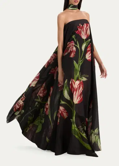 Alice + Olivia Maricela Floral Scarf Maxi Dress | Thumbnail 2 Alice + Olivia Maricela Floral Scarf Maxi Dress | Thumbnail 2