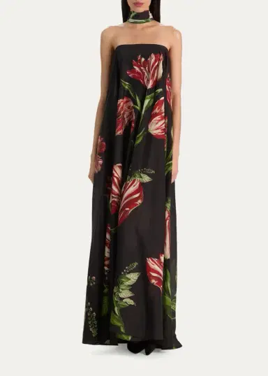 Alice + Olivia Maricela Floral Scarf Maxi Dress | Thumbnail 4 Alice + Olivia Maricela Floral Scarf Maxi Dress | Thumbnail 4