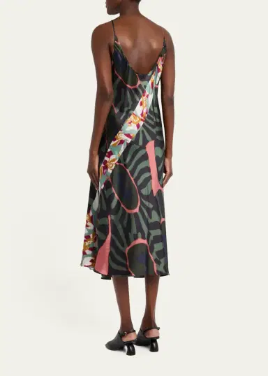 Dries Van Noten Dibelle Patchwork Satin Midi Slip Dress | Thumbnail 3 Dries Van Noten Dibelle Patchwork Satin Midi Slip Dress | Thumbnail 3