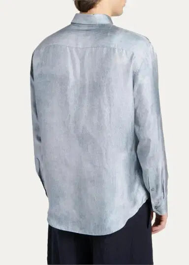 Giorgio Armani Men's Blur Printed Silk Shirt | Thumbnail 3 Giorgio Armani Men's Blur Printed Silk Shirt | Thumbnail 3