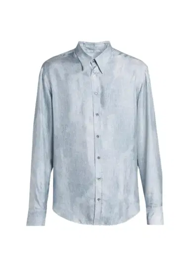 Giorgio Armani Men's Blur Printed Silk Shirt | Thumbnail 1 Giorgio Armani Men's Blur Printed Silk Shirt | Thumbnail 1