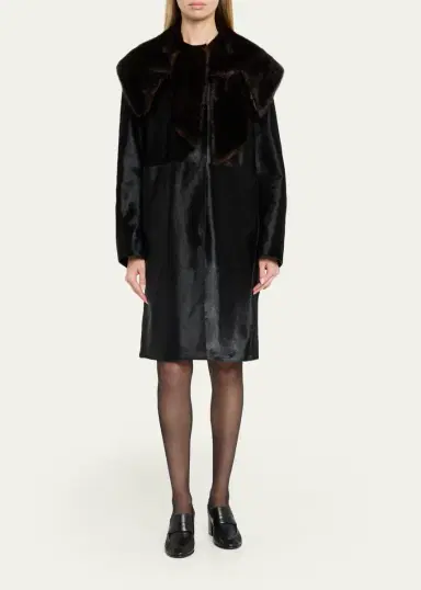 Loulou de Saison Lotta Oversized Calf Hair and Suede Coat | Thumbnail 2 Loulou de Saison Lotta Oversized Calf Hair and Suede Coat | Thumbnail 2