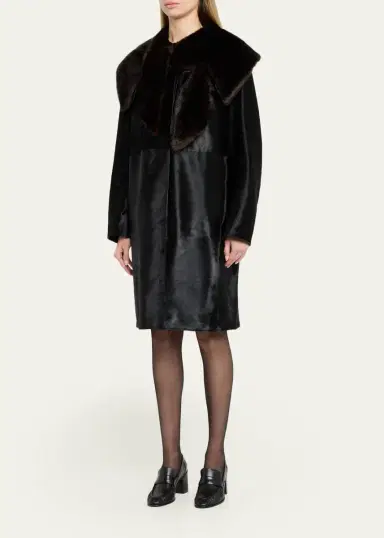 Loulou de Saison Lotta Oversized Calf Hair and Suede Coat | Thumbnail 4 Loulou de Saison Lotta Oversized Calf Hair and Suede Coat | Thumbnail 4