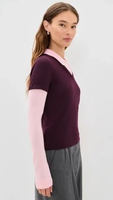 Sandy Liang ottie Sweater Burgundy | Thumbnail 4 Sandy Liang ottie Sweater Burgundy | Thumbnail 4