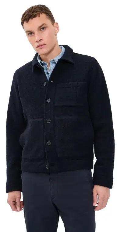 UNIVERSAL WORKS Wool Fleece Uniform Jacket Navy | Thumbnail 1 UNIVERSAL WORKS Wool Fleece Uniform Jacket Navy | Thumbnail 1