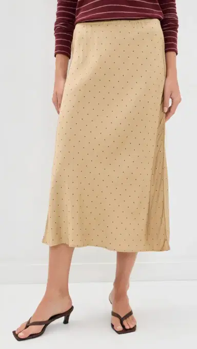 Vince Grid Dot Pull On lip Skirt Oak Buff/Black Rose | Thumbnail 2 Vince Grid Dot Pull On lip Skirt Oak Buff/Black Rose | Thumbnail 2