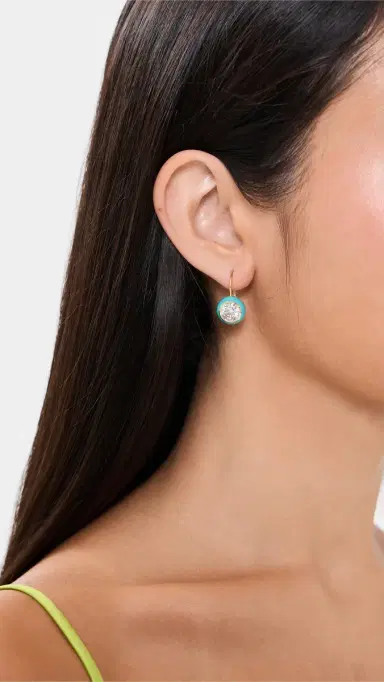 HART Enamel Bezel Drop Earrings Bright Blue One Size | Thumbnail 3 HART Enamel Bezel Drop Earrings Bright Blue One Size | Thumbnail 3