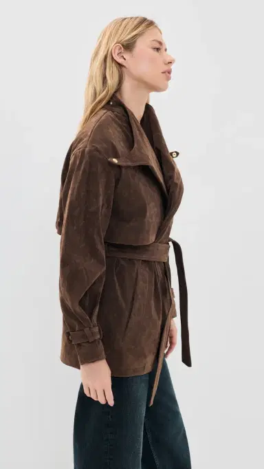 Bardot Veronica Faux Suede Jacket Dark Choco | Thumbnail 5 Bardot Veronica Faux Suede Jacket Dark Choco | Thumbnail 5
