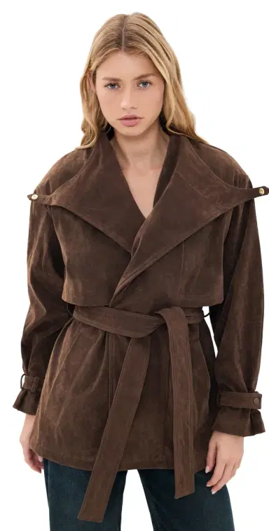 Bardot Veronica Faux Suede Jacket Dark Choco | Thumbnail 1 Bardot Veronica Faux Suede Jacket Dark Choco | Thumbnail 1