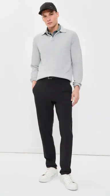 RLX Ralph Lauren Merino Coolmax triped Polo Sweater Grey Combo | Thumbnail 5 RLX Ralph Lauren Merino Coolmax triped Polo Sweater Grey Combo | Thumbnail 5