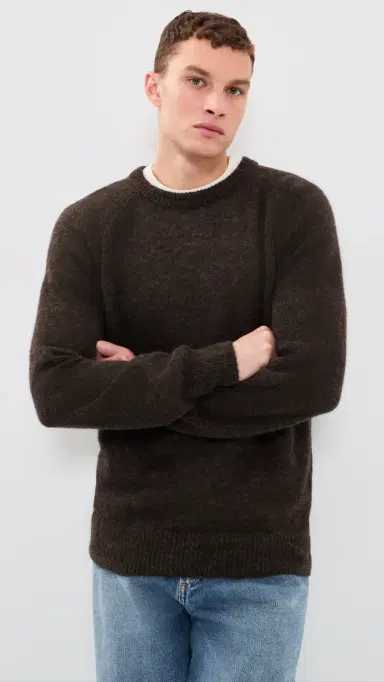UNIVERSAL WORKS yon Alpaca Knit Crew Sweater Brown | Thumbnail 2 UNIVERSAL WORKS yon Alpaca Knit Crew Sweater Brown | Thumbnail 2