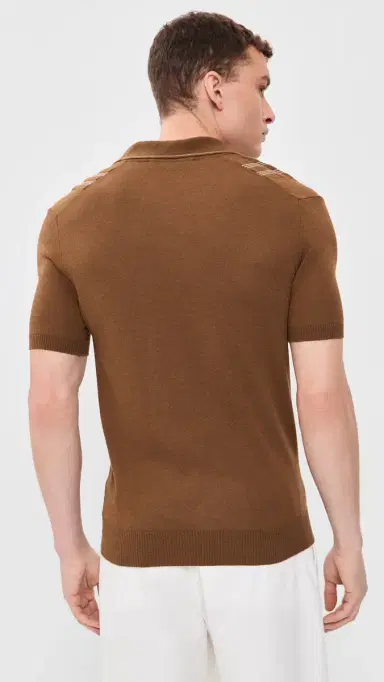 Orlebar Brown Horton Chevron Stripe Polo Chestnut/Chai | Thumbnail 3 Orlebar Brown Horton Chevron Stripe Polo Chestnut/Chai | Thumbnail 3