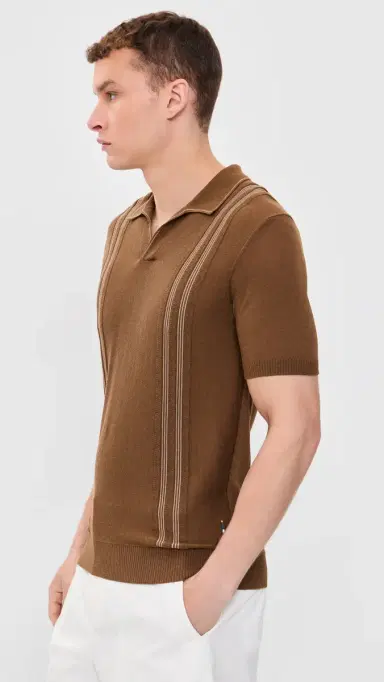 Orlebar Brown Horton Chevron Stripe Polo Chestnut/Chai | Thumbnail 4 Orlebar Brown Horton Chevron Stripe Polo Chestnut/Chai | Thumbnail 4