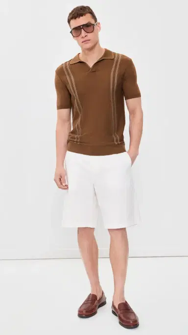 Orlebar Brown Horton Chevron Stripe Polo Chestnut/Chai | Thumbnail 5 Orlebar Brown Horton Chevron Stripe Polo Chestnut/Chai | Thumbnail 5