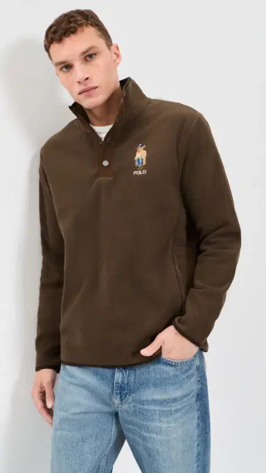 Polo Ralph Lauren itchfield Bear Snap Mockneck Pullover uggage Brown/Hrtg Br | Thumbnail 2 Polo Ralph Lauren itchfield Bear Snap Mockneck Pullover uggage Brown/Hrtg Br | Thumbnail 2