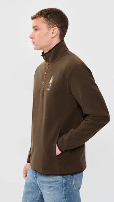 Polo Ralph Lauren itchfield Bear Snap Mockneck Pullover uggage Brown/Hrtg Br | Thumbnail 4 Polo Ralph Lauren itchfield Bear Snap Mockneck Pullover uggage Brown/Hrtg Br | Thumbnail 4