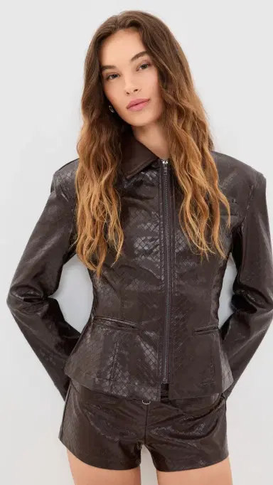 Lioness oho Faux Leather Jacket Coffee | Thumbnail 2 Lioness oho Faux Leather Jacket Coffee | Thumbnail 2
