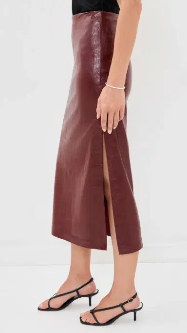 Alice + Olivia Maeve Vegan Midi Skirt Cognac | Thumbnail 4 Alice + Olivia Maeve Vegan Midi Skirt Cognac | Thumbnail 4