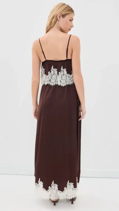 Show Me Your Mumu Emmylou Maxi Dress Chocolate Satin With Lace Trim | Thumbnail 3 Show Me Your Mumu Emmylou Maxi Dress Chocolate Satin With Lace Trim | Thumbnail 3