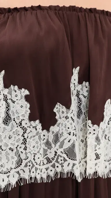 Show Me Your Mumu Emmylou Maxi Dress Chocolate Satin With Lace Trim | Thumbnail 6 Show Me Your Mumu Emmylou Maxi Dress Chocolate Satin With Lace Trim | Thumbnail 6