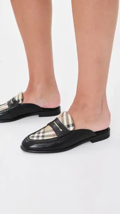 Burberry Opal Check Mule Loafers Black/Archive Beige | Thumbnail 3 Burberry Opal Check Mule Loafers Black/Archive Beige | Thumbnail 3