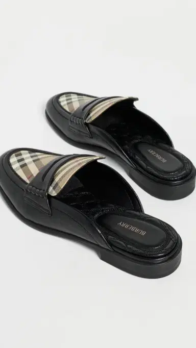 Burberry Opal Check Mule Loafers Black/Archive Beige | Thumbnail 4 Burberry Opal Check Mule Loafers Black/Archive Beige | Thumbnail 4