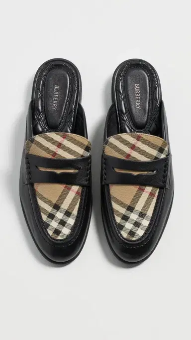 Burberry Opal Check Mule Loafers Black/Archive Beige | Thumbnail 5 Burberry Opal Check Mule Loafers Black/Archive Beige | Thumbnail 5