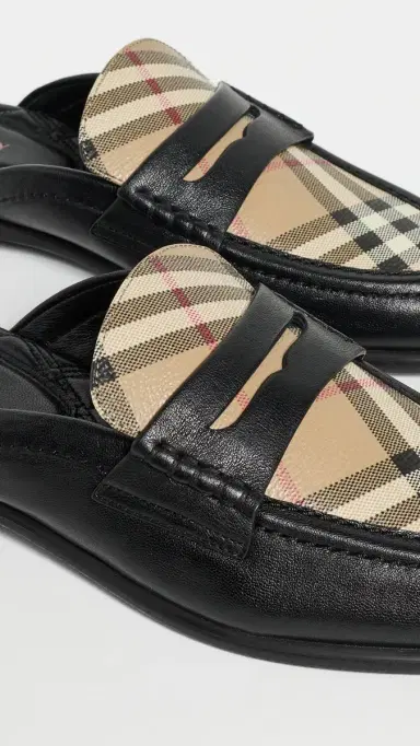Burberry Opal Check Mule Loafers Black/Archive Beige | Thumbnail 6 Burberry Opal Check Mule Loafers Black/Archive Beige | Thumbnail 6