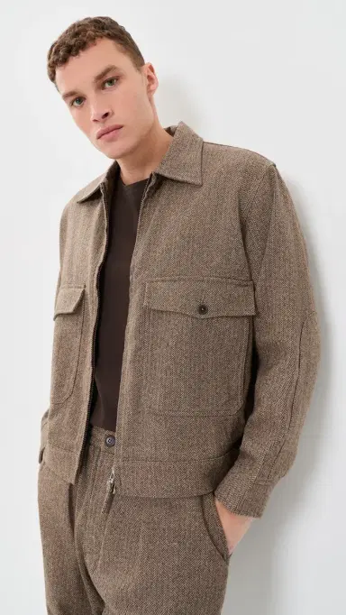 UNIVERSAL WORKS Herringbone Jacket Brown | Thumbnail 2 UNIVERSAL WORKS Herringbone Jacket Brown | Thumbnail 2