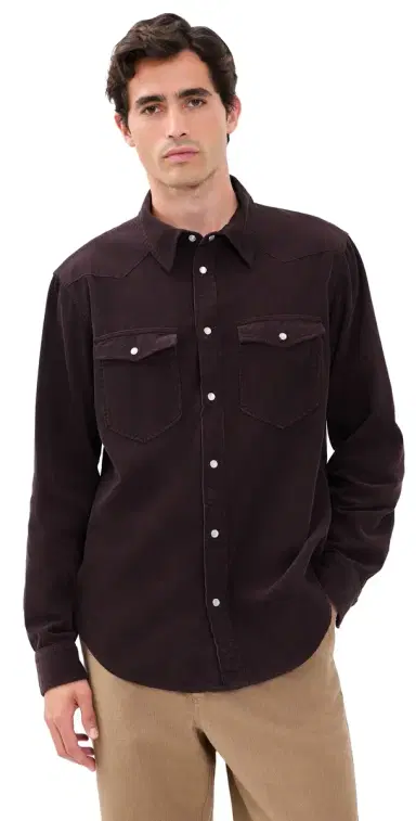 Isabel Marant Vasco Button Down Shirt Coffee M | Thumbnail 1 Isabel Marant Vasco Button Down Shirt Coffee M | Thumbnail 1