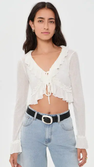 LIONESS Venice Ruffle Blouse Porcelain | Thumbnail 3 LIONESS Venice Ruffle Blouse Porcelain | Thumbnail 3