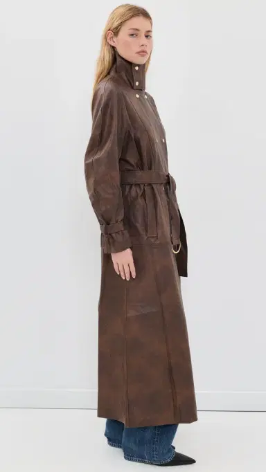 Bardot Milana Faux Leather Trench Coat Dark Choco | Thumbnail 4 Bardot Milana Faux Leather Trench Coat Dark Choco | Thumbnail 4