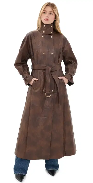 Bardot Milana Faux Leather Trench Coat Dark Choco | Thumbnail 1 Bardot Milana Faux Leather Trench Coat Dark Choco | Thumbnail 1