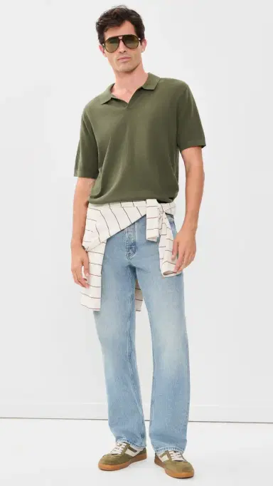 Madewell Johnny Collar Sweater Polo Olive Drab | Thumbnail 5 Madewell Johnny Collar Sweater Polo Olive Drab | Thumbnail 5