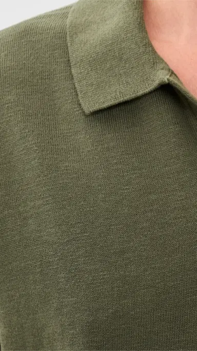 Madewell Johnny Collar Sweater Polo Olive Drab | Thumbnail 6 Madewell Johnny Collar Sweater Polo Olive Drab | Thumbnail 6