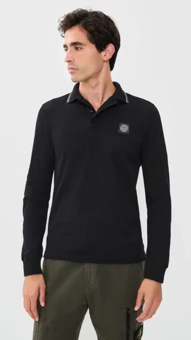 Stone Island Long Sleeve Polo Black | Thumbnail 2 Stone Island Long Sleeve Polo Black | Thumbnail 2