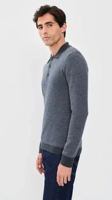 Taylor Stitch The Newton Birdseye Sweater Polo Navy Birdseye | Thumbnail 4 Taylor Stitch The Newton Birdseye Sweater Polo Navy Birdseye | Thumbnail 4