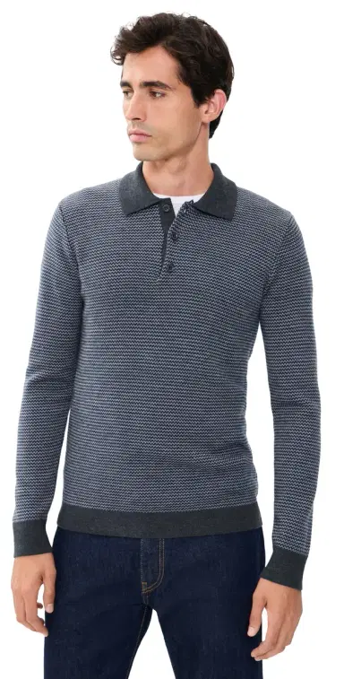 Taylor Stitch The Newton Birdseye Sweater Polo Navy Birdseye | Thumbnail 1 Taylor Stitch The Newton Birdseye Sweater Polo Navy Birdseye | Thumbnail 1
